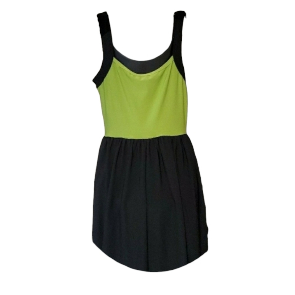 BEBOP Green & Black Sleeveless Dress Fall Polyester Spandex Blend
